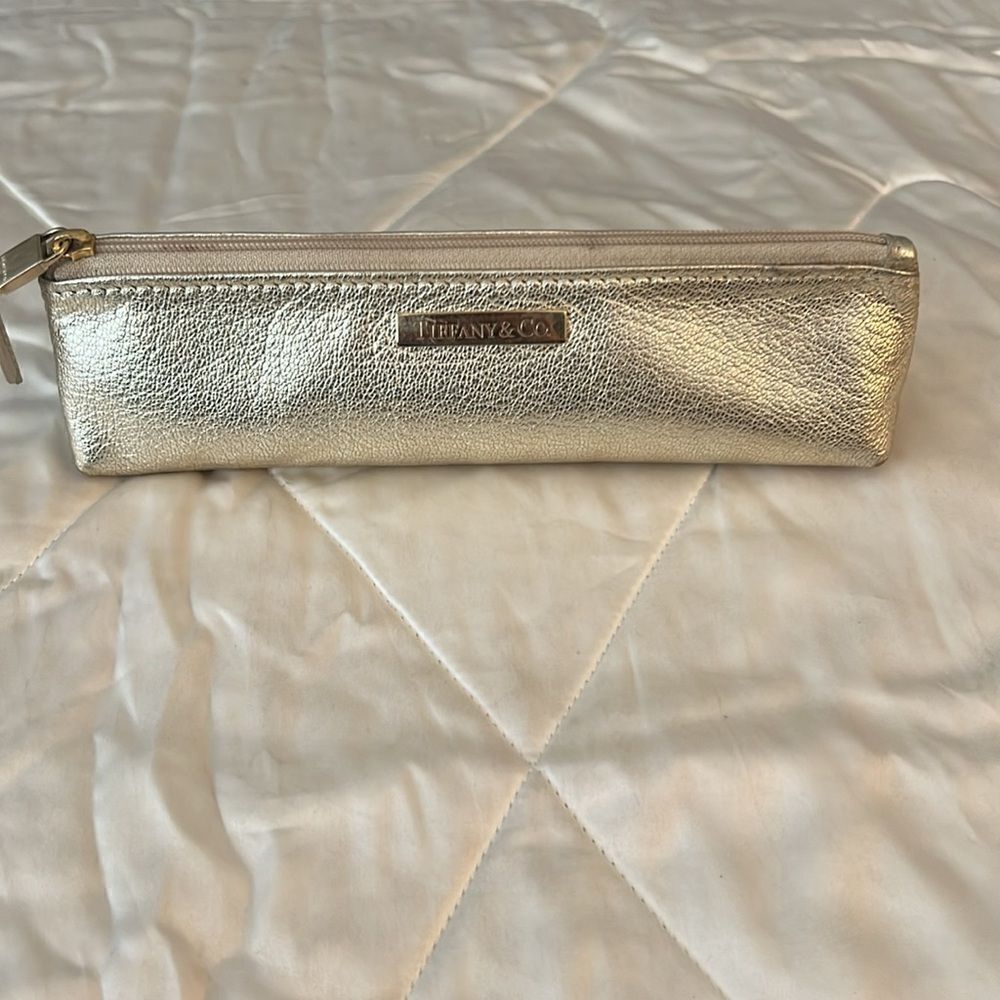 Tiffany & Co. Leather Pencil Case/Cosmetic Bag - Gold